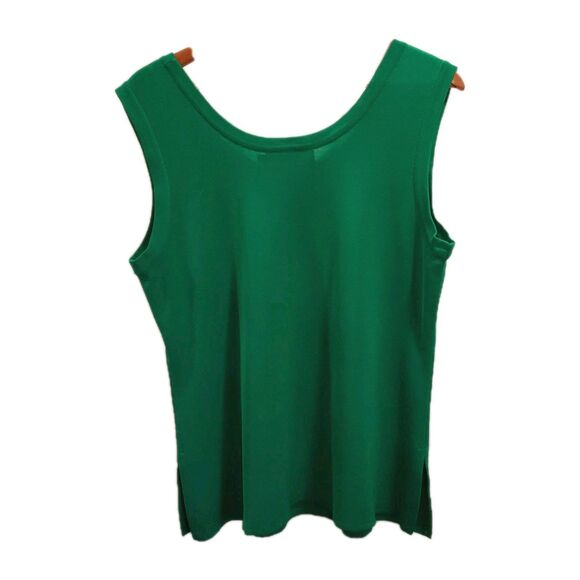 Misook Twinset Size 0X Green Knit Jacket with Matching sleeveless tank Shell - Picture 7 of 8